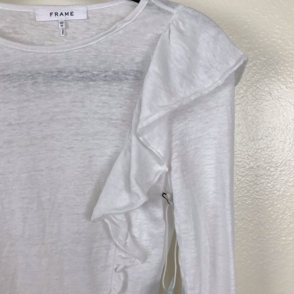 Frame Ruffle Linen Long Sleeve -Damaged - Picture 4 of 8